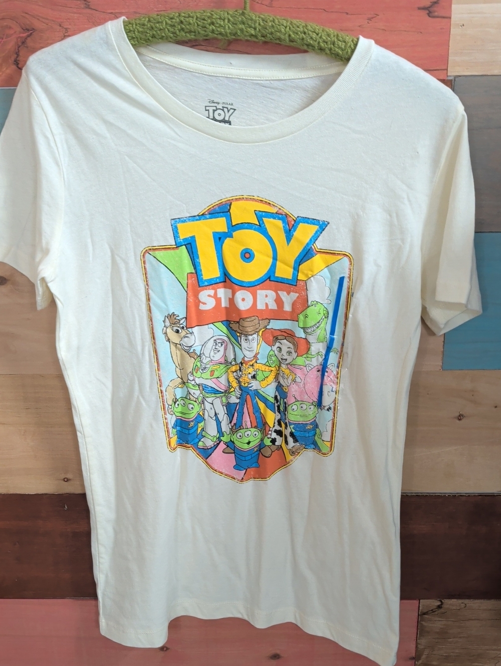 Disney Cream Toy Story Character Graphic Tee with Bright Print